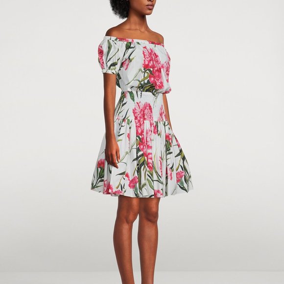 DOLCE&GABBANA Off-The-Shoulder Carnation-Print Dress - Picture 4 of 11